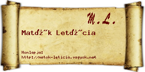 Matók Letícia névjegykártya